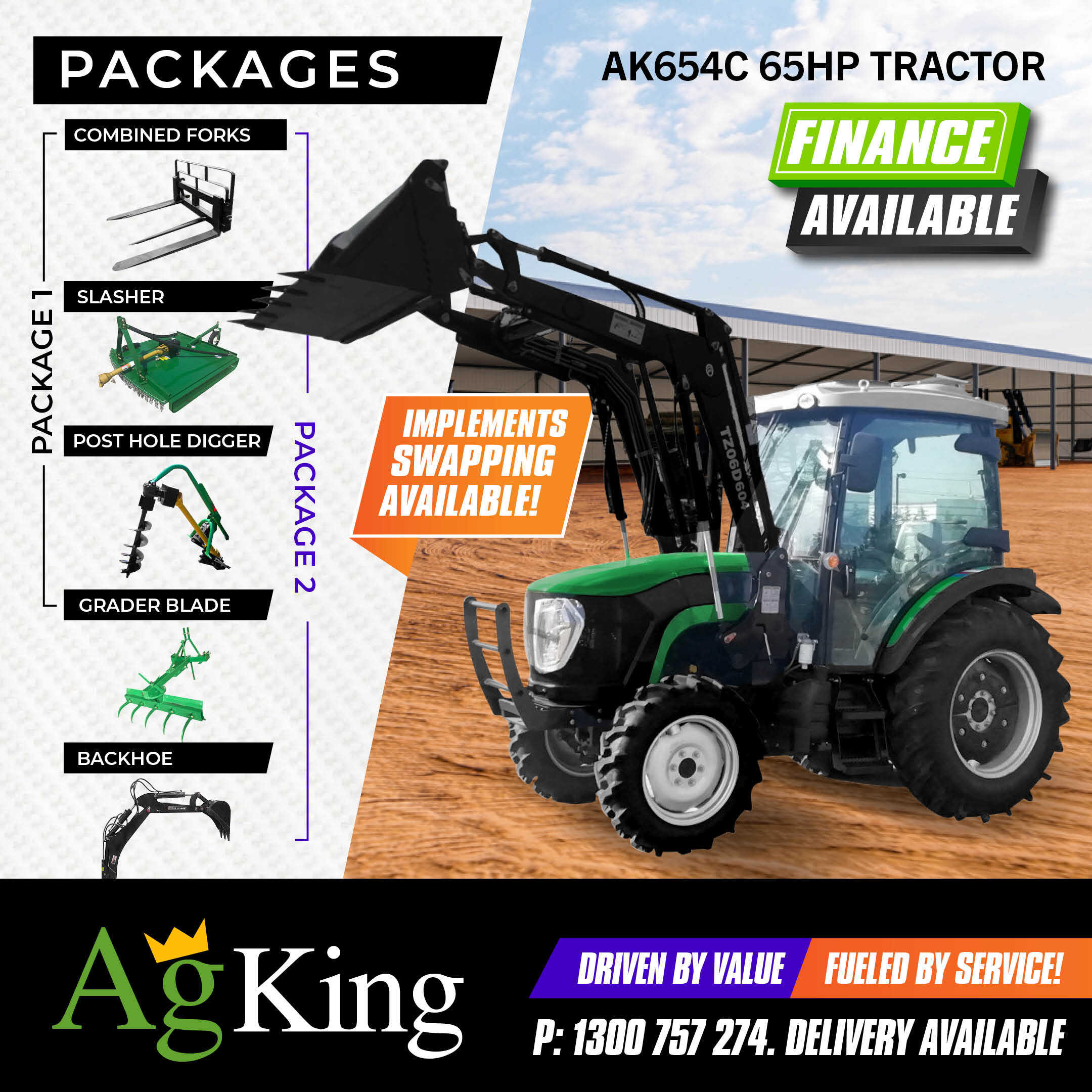 65hp Tractors AK654C tractor for sale